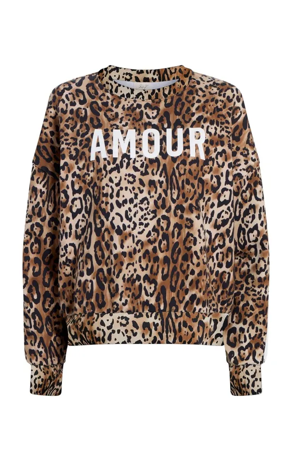Women Sweaters and Knits Cinq Sept Leopard Amour Brandy Sweatshirt Pullover Blacksahara