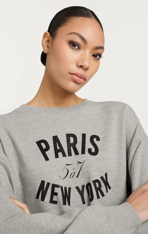 Women Sweaters and Knits Cinq Sept Paris New York Brandy Pullover Heather Greyblack