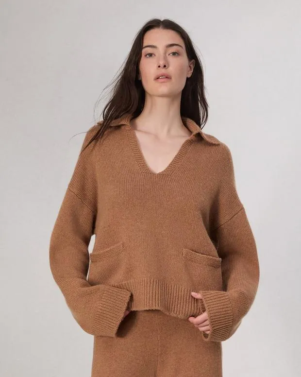 Women Sweaters and Sweatshirts Rag and Bone Danica Polo Sweater Camel