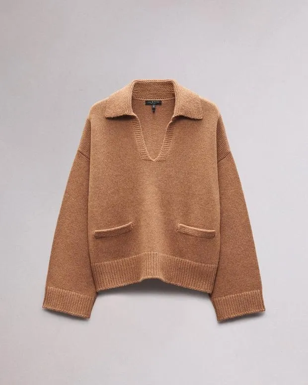 Women Sweaters and Sweatshirts Rag and Bone Danica Polo Sweater Camel