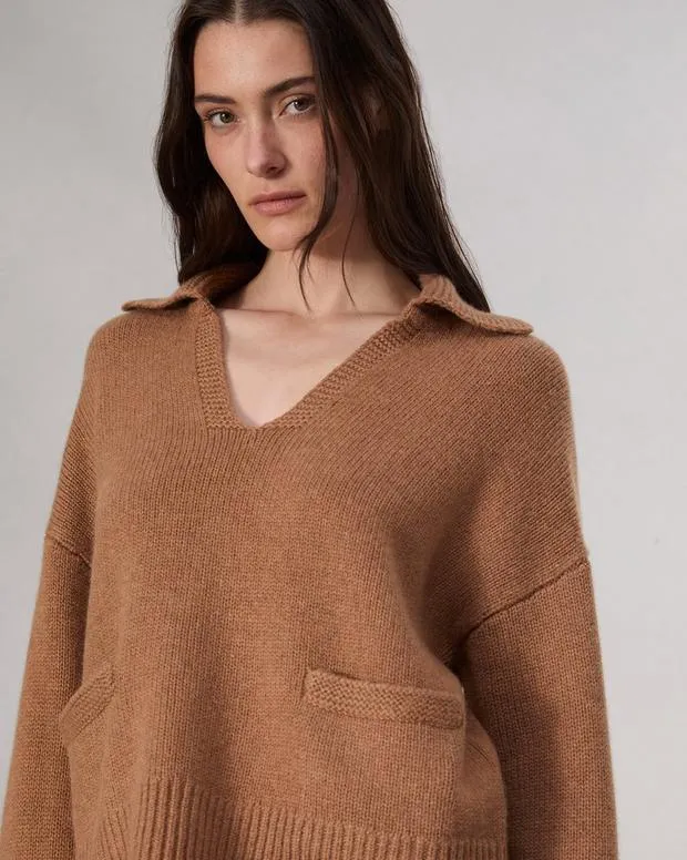 Women Sweaters and Sweatshirts Rag and Bone Danica Polo Sweater Camel