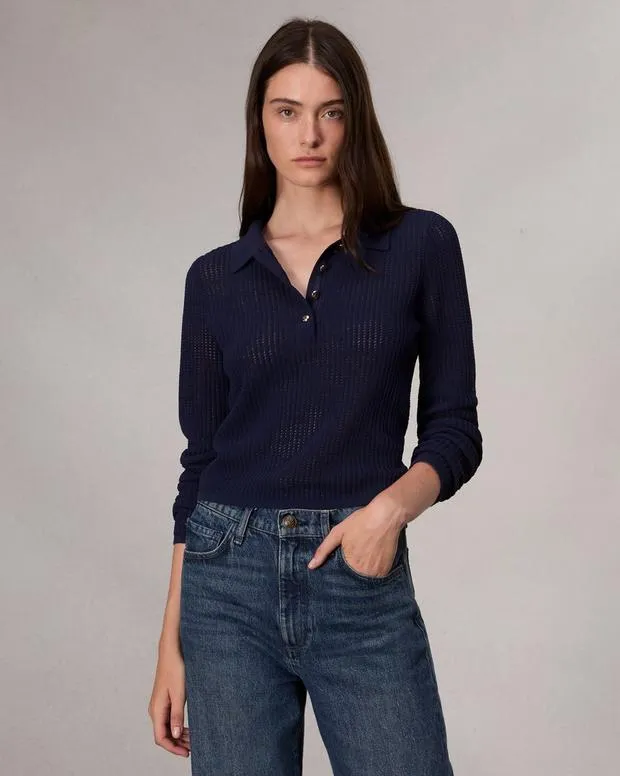 Women Sweaters and Sweatshirts Rag and Bone Viola Polo Sweater Indigo