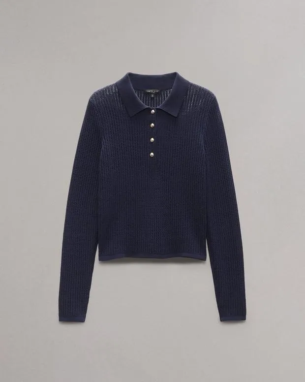 Women Sweaters and Sweatshirts Rag and Bone Viola Polo Sweater Indigo