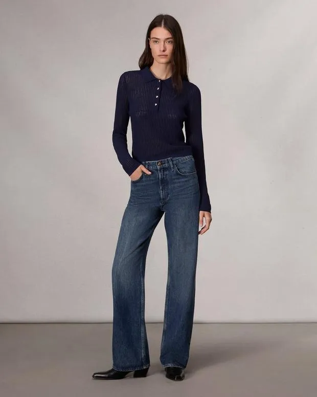 Women Sweaters and Sweatshirts Rag and Bone Viola Polo Sweater Indigo