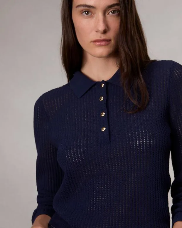 Women Sweaters and Sweatshirts Rag and Bone Viola Polo Sweater Indigo