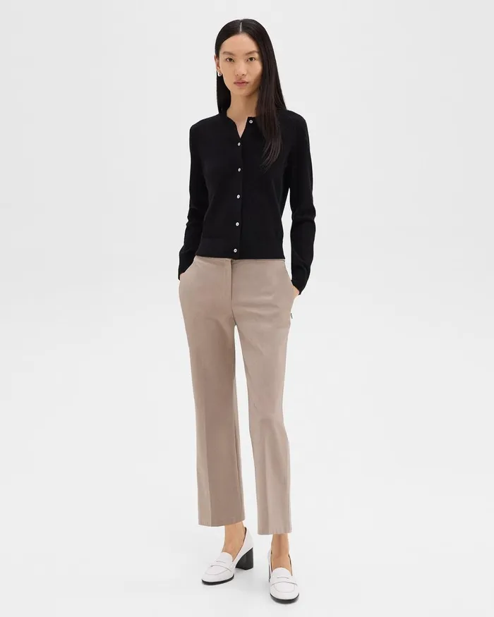 Women Sweaters Cardigans Theory Crewneck Cardigan In Cashmere Black