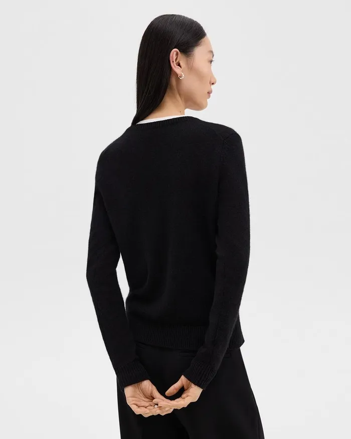 Women Sweaters Cardigans Theory Crewneck Sweater In Feather Cashmere Black