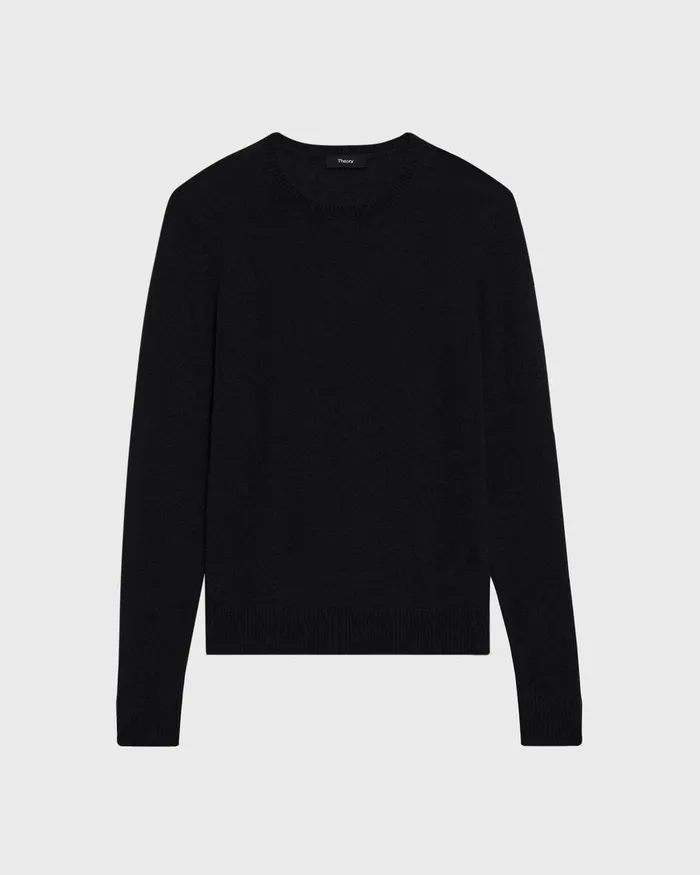 Women Sweaters Cardigans Theory Crewneck Sweater In Feather Cashmere Black