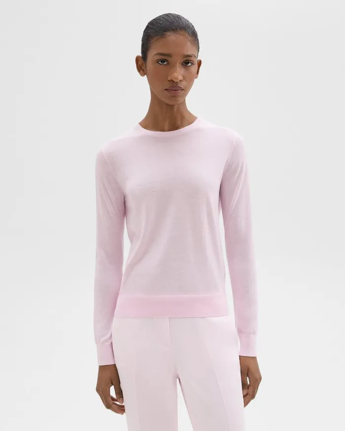 Women Sweaters Cardigans Theory Crewneck Sweater In Regal Wool Bloom
