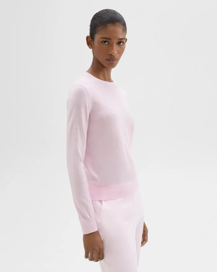 Women Sweaters Cardigans Theory Crewneck Sweater In Regal Wool Bloom