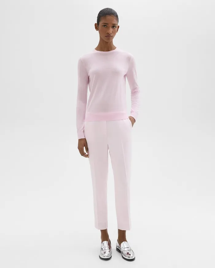 Women Sweaters Cardigans Theory Crewneck Sweater In Regal Wool Bloom