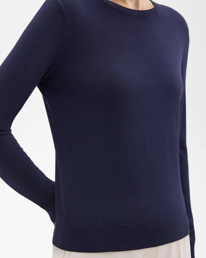 Women Sweaters Cardigans Theory Crewneck Sweater In Regal Wool Deep Navy