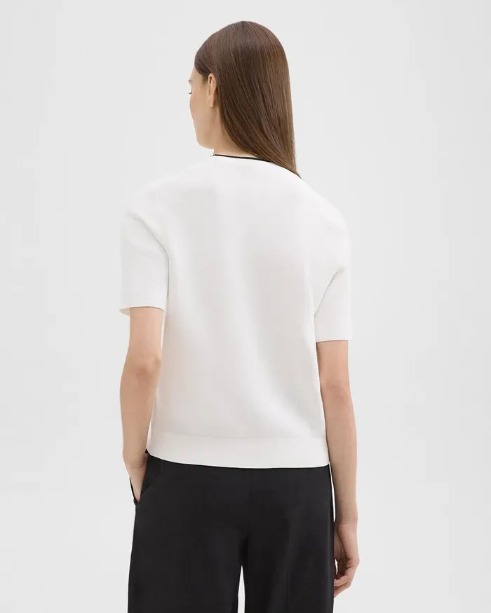 Women Sweaters Cardigans Theory ShortSleeve Sweater In Crepe Knit White
