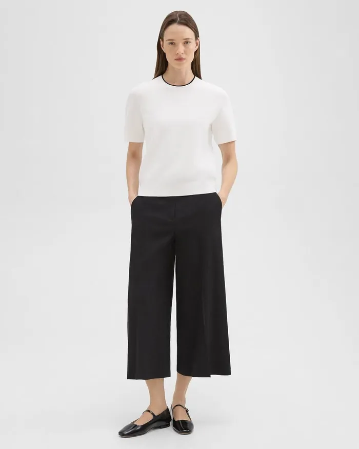 Women Sweaters Cardigans Theory ShortSleeve Sweater In Crepe Knit White