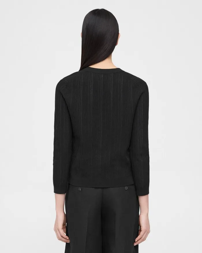 Women Sweaters Cardigans Theory Shrunken Cardigan In CottonBlend Black