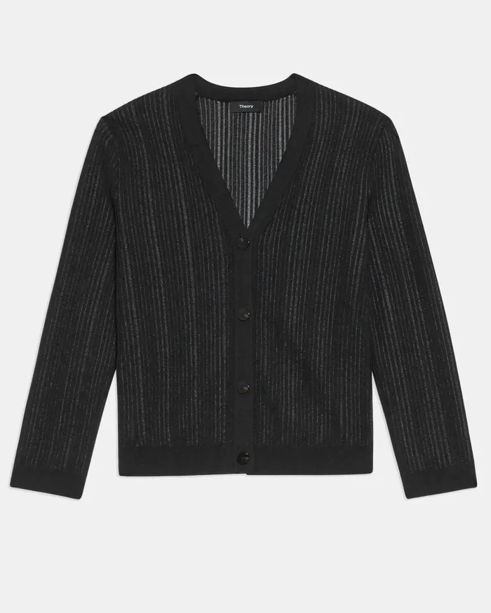 Women Sweaters Cardigans Theory Shrunken Cardigan In CottonBlend Black