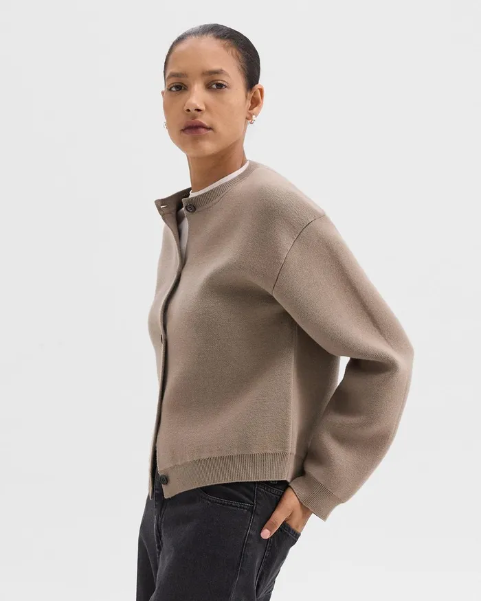Women Sweaters Cardigans Theory Structured Cardigan In Cotton Cinder