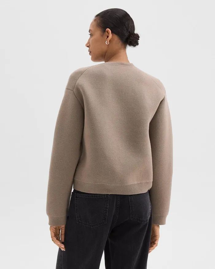 Women Sweaters Cardigans Theory Structured Cardigan In Cotton Cinder