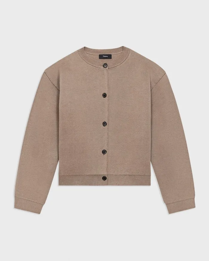 Women Sweaters Cardigans Theory Structured Cardigan In Cotton Cinder
