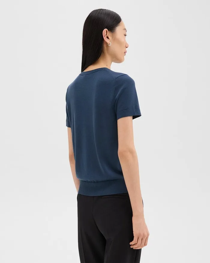 Women Sweaters Cardigans Theory Sweater Tee In Regal Wool Ash Blue