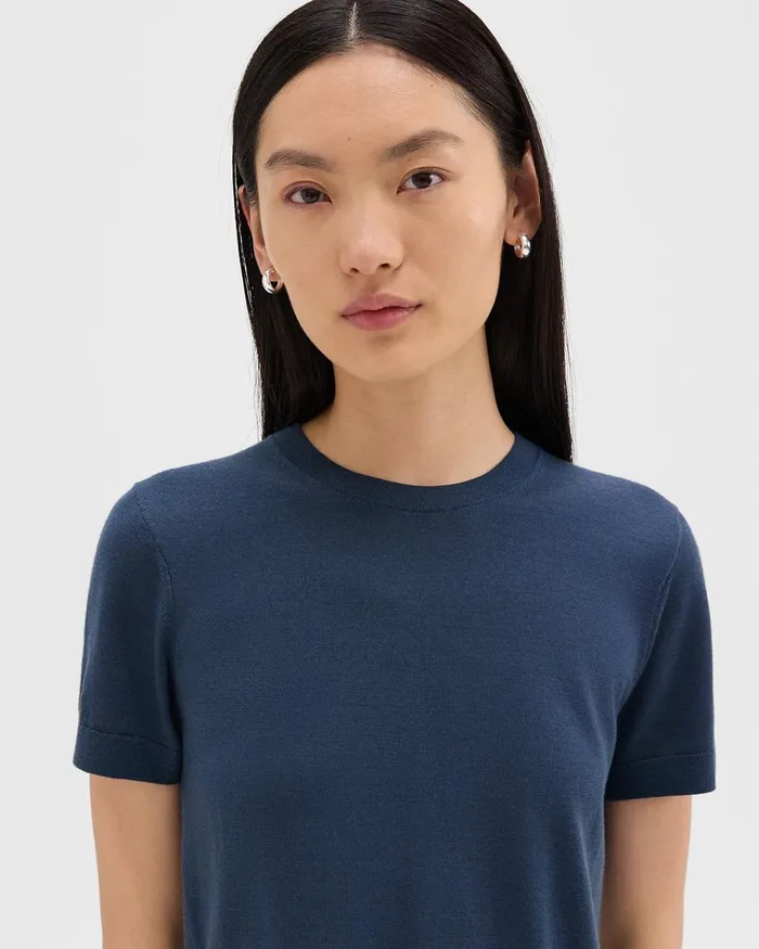 Women Sweaters Cardigans Theory Sweater Tee In Regal Wool Ash Blue
