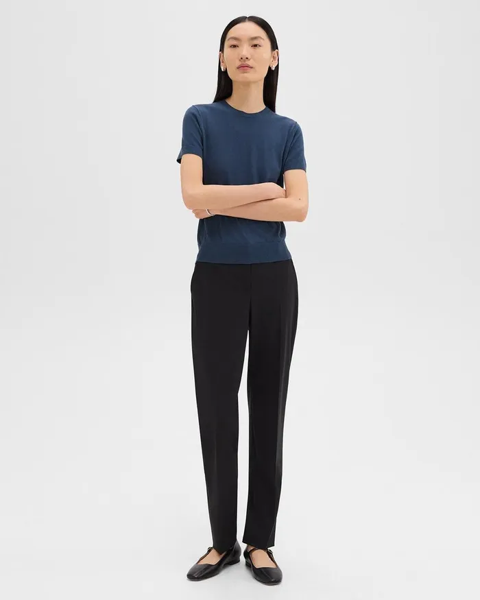 Women Sweaters Cardigans Theory Sweater Tee In Regal Wool Ash Blue