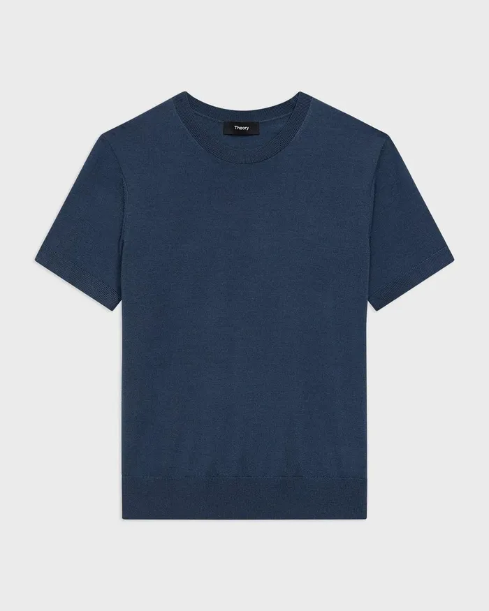Women Sweaters Cardigans Theory Sweater Tee In Regal Wool Ash Blue
