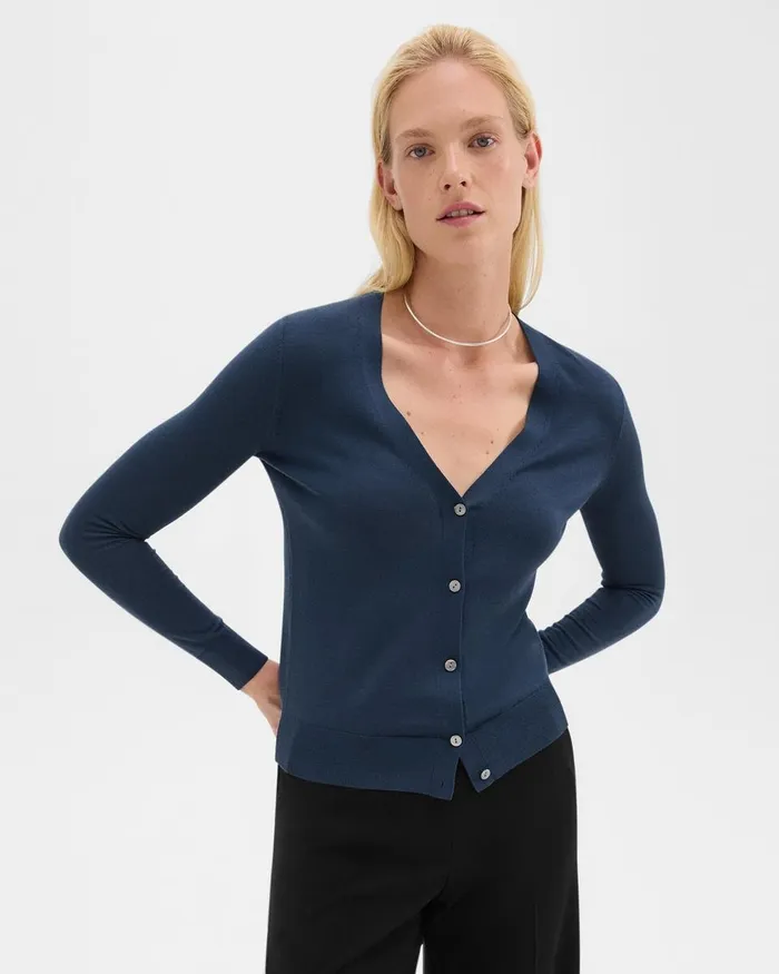 Women Sweaters Cardigans Theory VNeck Cardigan In Regal Wool Ash Blue