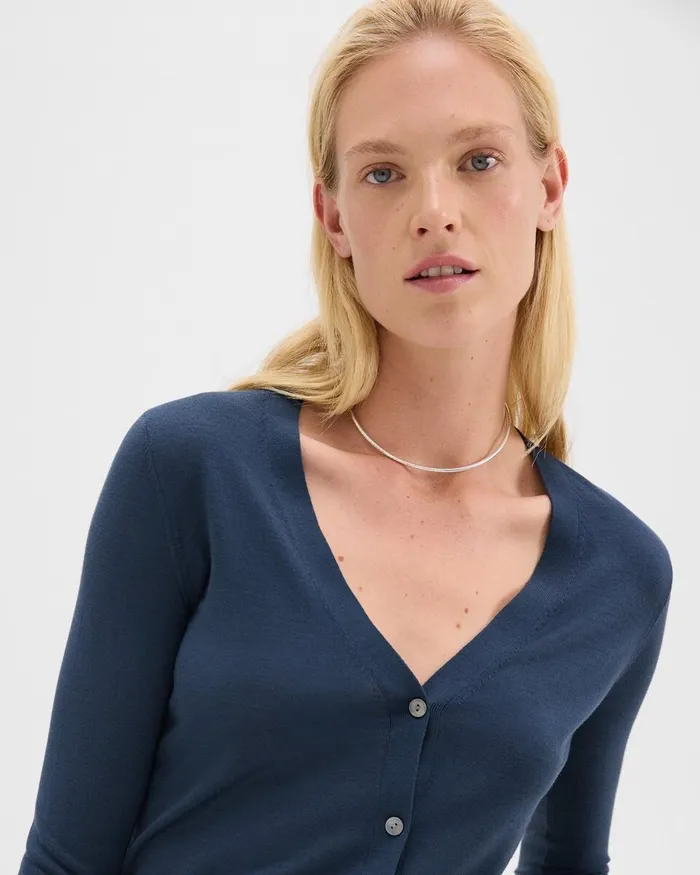 Women Sweaters Cardigans Theory VNeck Cardigan In Regal Wool Ash Blue