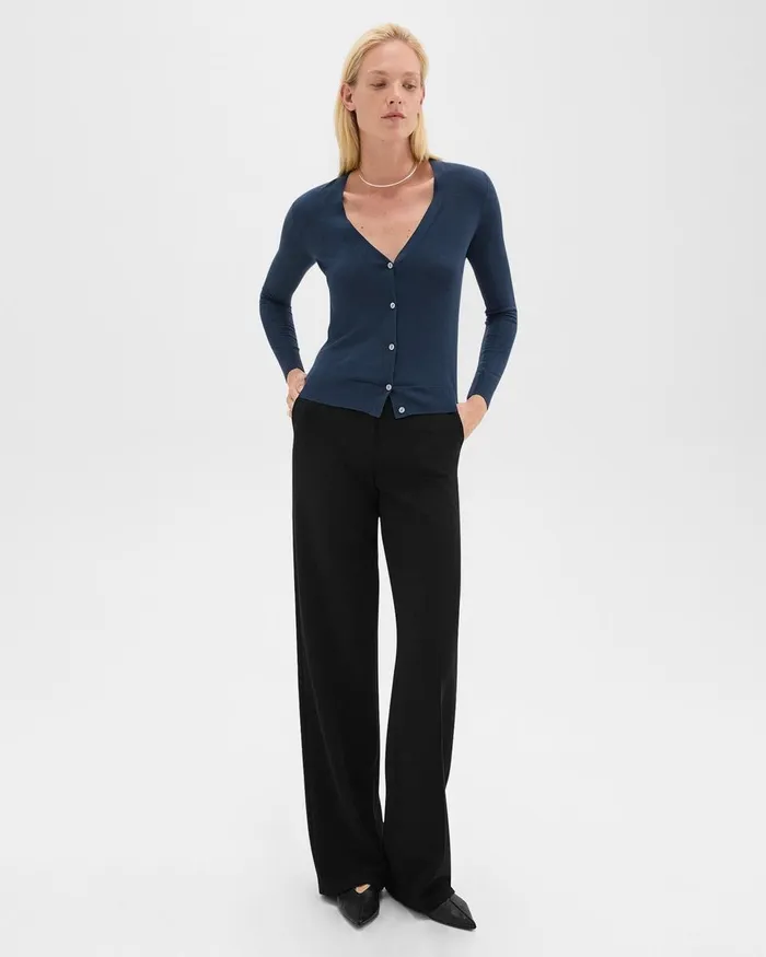 Women Sweaters Cardigans Theory VNeck Cardigan In Regal Wool Ash Blue
