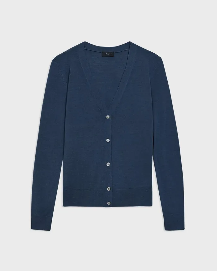 Women Sweaters Cardigans Theory VNeck Cardigan In Regal Wool Ash Blue