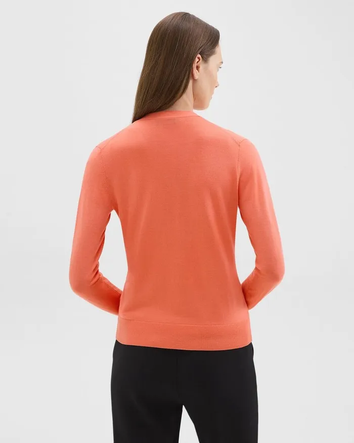 Women Sweaters Cardigans Theory VNeck Cardigan In Regal Wool Bright Coral