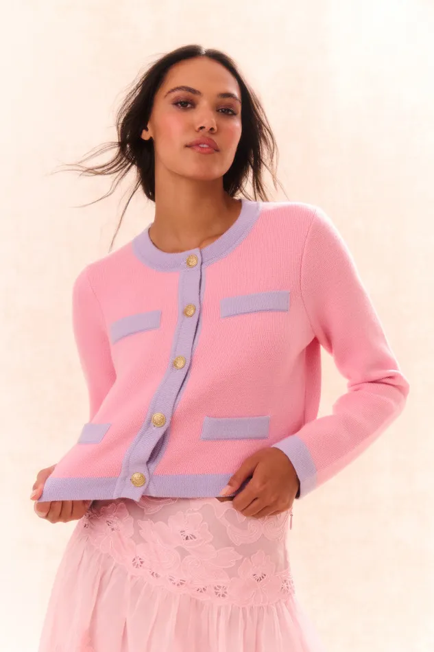 Women Sweaters LoveShackFancy Elif Cardigan Peony Cloud