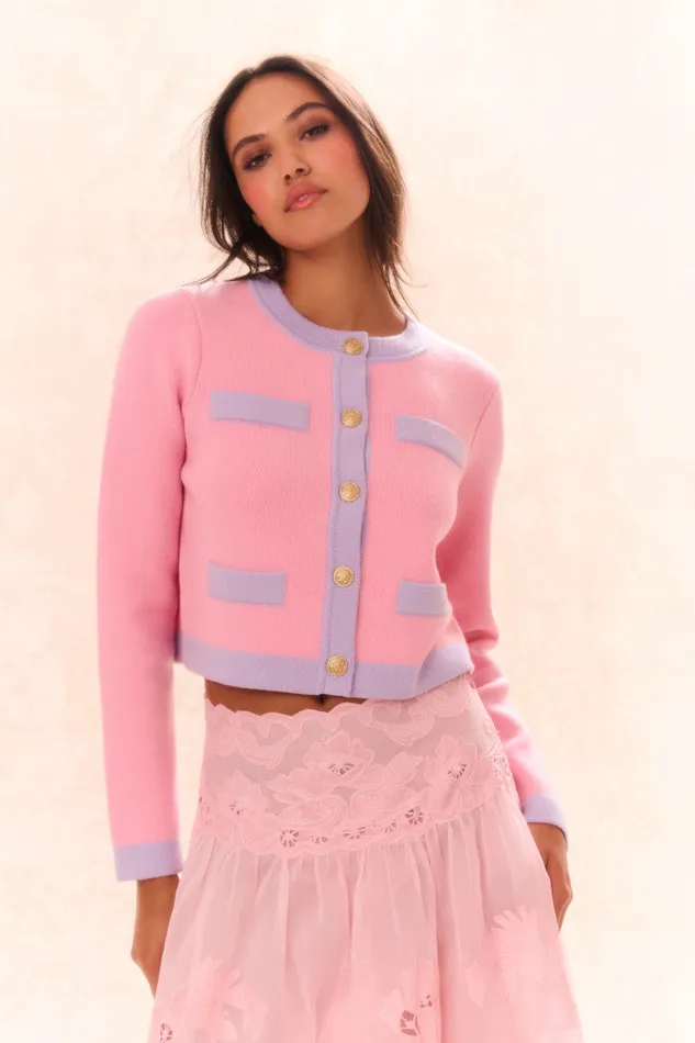 Women Sweaters LoveShackFancy Elif Cardigan Peony Cloud