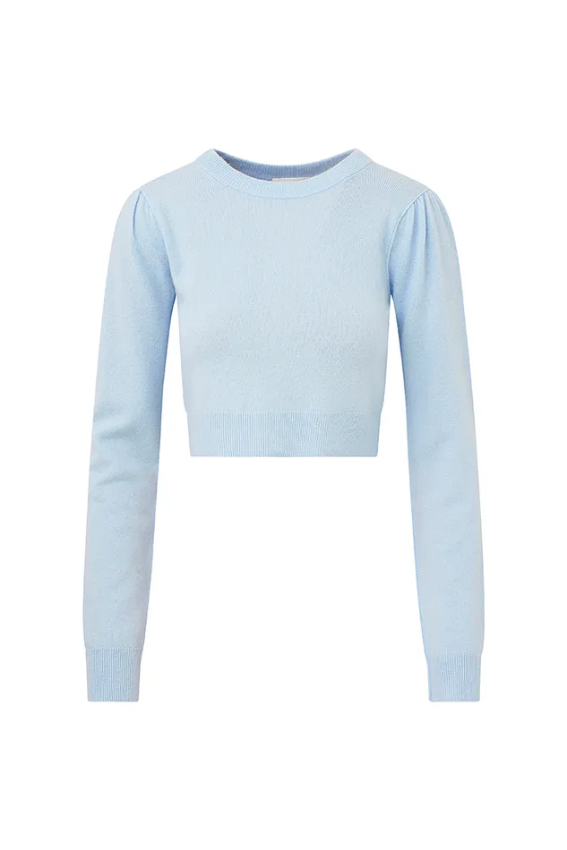 Women Sweaters LoveShackFancy Lune Cashmere Crop Pullover Delphinium