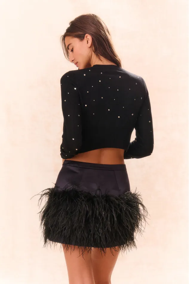 Women Sweaters LoveShackFancy Pammie Embellished Wool Pullover Black