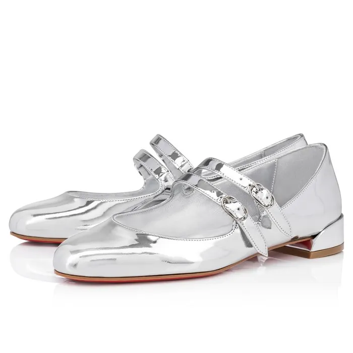 Women Sweet Jane Ballerinas 8211 Specchio Calf Leather 8211 Silver Christian Louboutin Flats and Loafers
