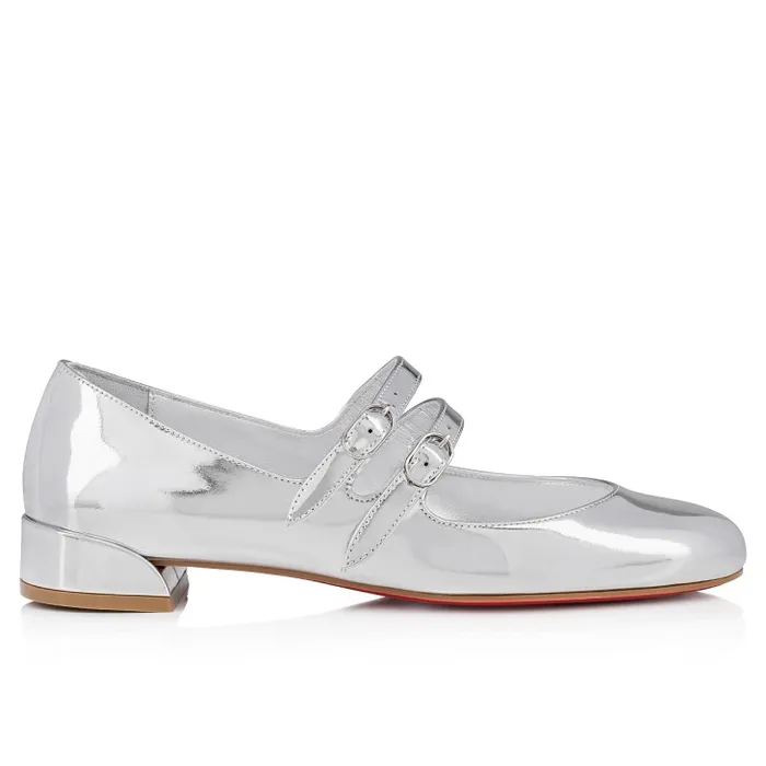 Women Sweet Jane Ballerinas 8211 Specchio Calf Leather 8211 Silver Christian Louboutin Flats and Loafers