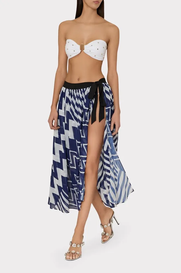 Women Swim and Coverups Milly Convertible Patchwork Chevron Skirt Bluewhite Women Swim and Coverups Milly Convertible Patchwork Chevron Skirt Bluewhite