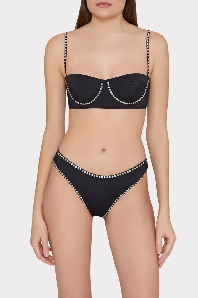 Women Swim and Coverups Milly Heat Set Embellishment Bikini Bottom Black Women Swim and Coverups Milly Heat Set Embellishment Bikini Bottom Black