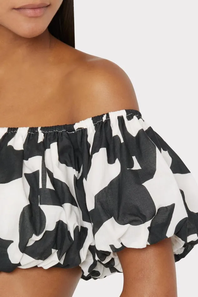 Women Swim and Coverups Milly Mason Modern Geo Off The Shoulder Top Blackecru