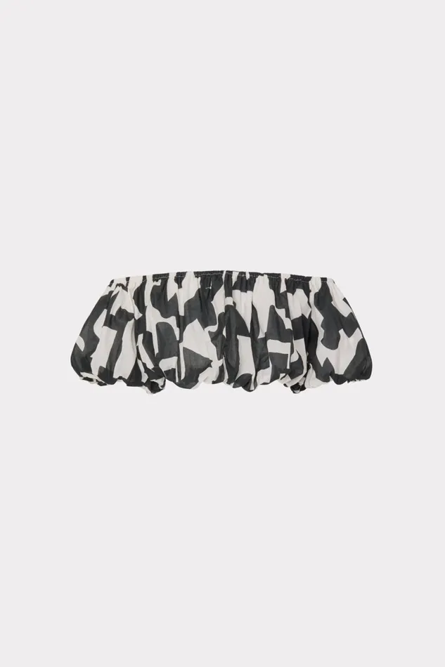 Women Swim and Coverups Milly Mason Modern Geo Off The Shoulder Top Blackecru