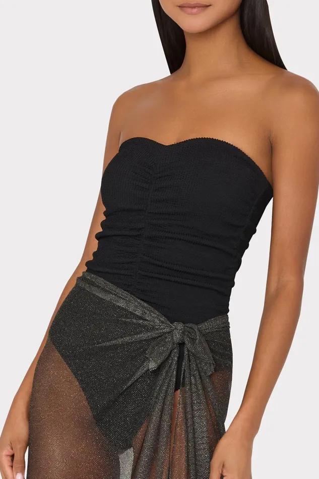Women Swim and Coverups Milly Metallic Mesh Sarong Black Women Swim and Coverups Milly Metallic Mesh Sarong Black