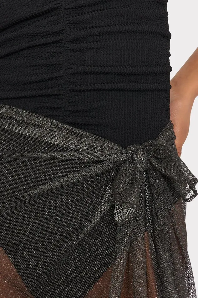 Women Swim and Coverups Milly Metallic Mesh Sarong Black Women Swim and Coverups Milly Metallic Mesh Sarong Black