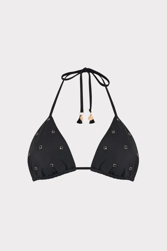 Women Swim and Coverups Milly Millie Diamond Heat Set Triangle Bikini Top Black