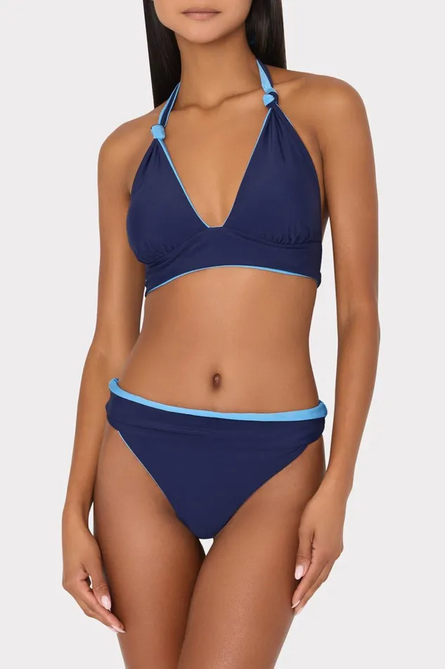 Women Swim and Coverups Milly Scala Reversible Bikini Top Mineral Bluenavy
