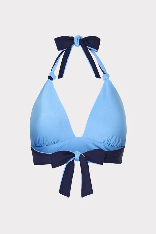 Women Swim and Coverups Milly Scala Reversible Bikini Top Mineral Bluenavy