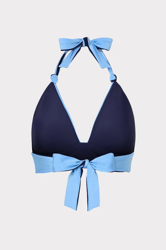 Women Swim and Coverups Milly Scala Reversible Bikini Top Mineral Bluenavy