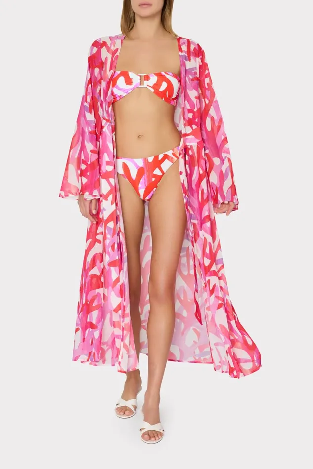 Women Swim and Coverups Milly Vince Under The Sea Chiffon CoverUp Dress Pink Multi