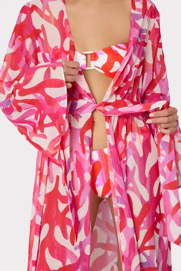 Women Swim and Coverups Milly Vince Under The Sea Chiffon CoverUp Dress Pink Multi